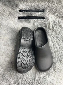 厨师鞋耐油防滑鞋防水EVA轻便舒适工作鞋 - 黑色 - 查看 2