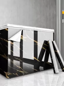 1 miếng dán nhà bếp tự dính họa tiết đá cẩm thạch đen và vàng, miếng dán bếp bóng chống dầu phong cách Bắc Âu, giấy dán tường chống bám bẩn cho ngăn kéo tủ, nhãn dán, decal dán tường, decal dán tường bằng nhựa vinyl để trang trí nhà cửa, vật dụng trang trí mùa xuân làm mới ngôi nhà của bạn, nhãn dán trang trí Rama trang trí nhà bếp - màu đen - Xem 8