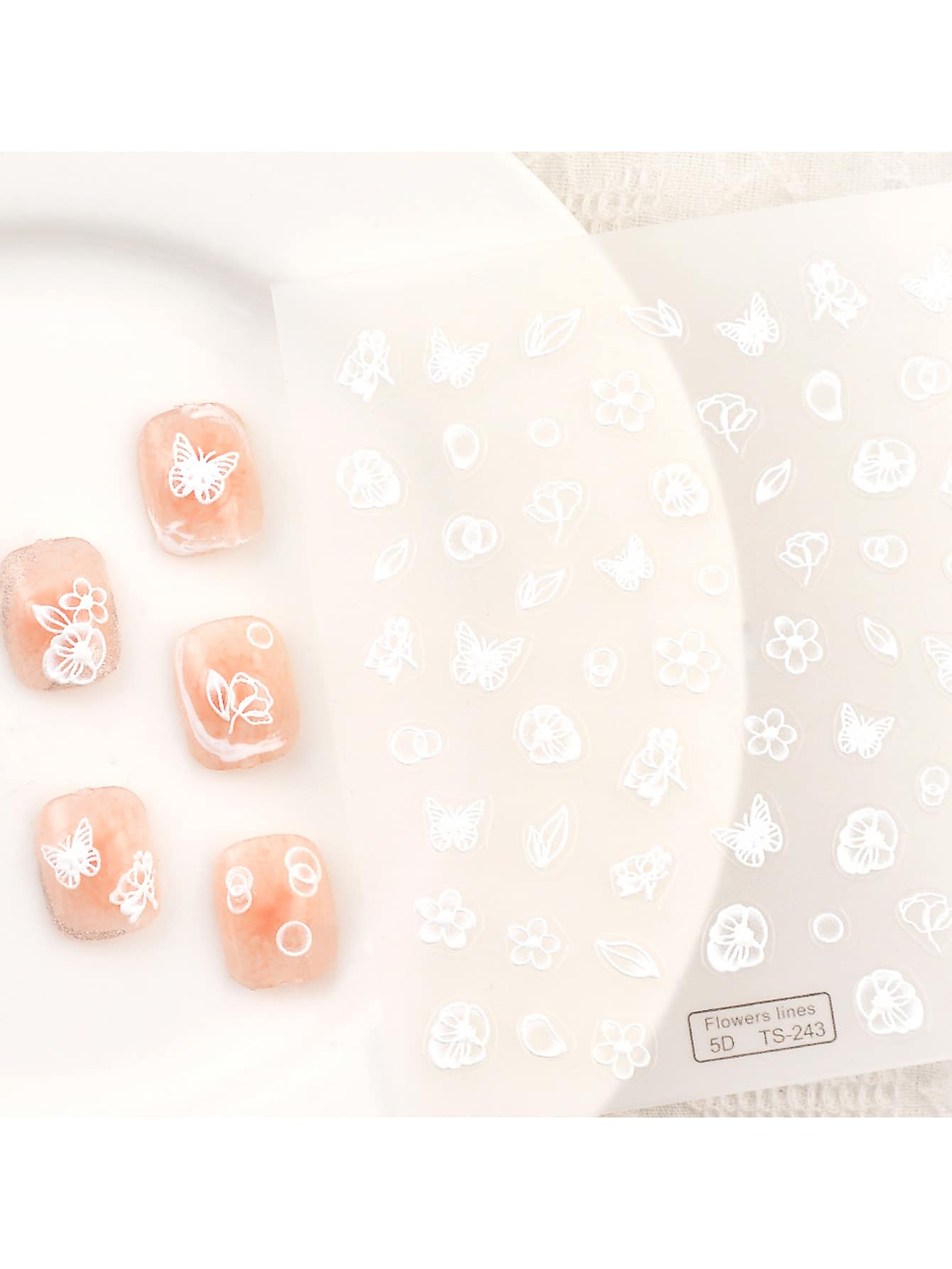 1pc 5d Relief Butterfly & Cherry Blossom Nail Sticker With Self
