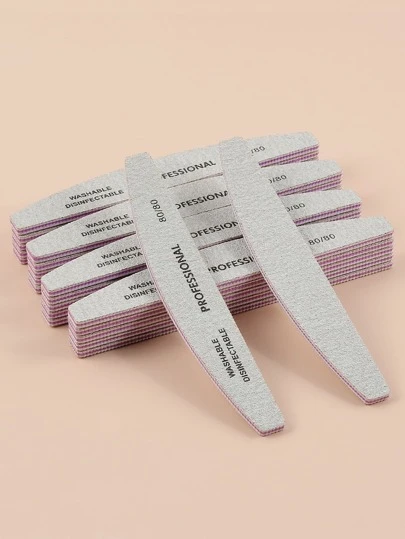 10支装 80/80目专业新月形指甲锉，紫色锉芯带齿，用于美甲塑形和打磨，美甲用品，美甲工具，美甲艺术工具，返校季，美甲，美甲工具（适用于贴片式美甲）