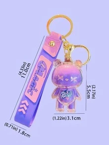 Creative ice bear key chain pendant delicate cartoon cute doll key chain For back to school - Purple - View 3