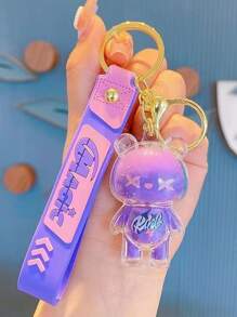 Creative ice bear key chain pendant delicate cartoon cute doll key chain For back to school - Purple - View 1