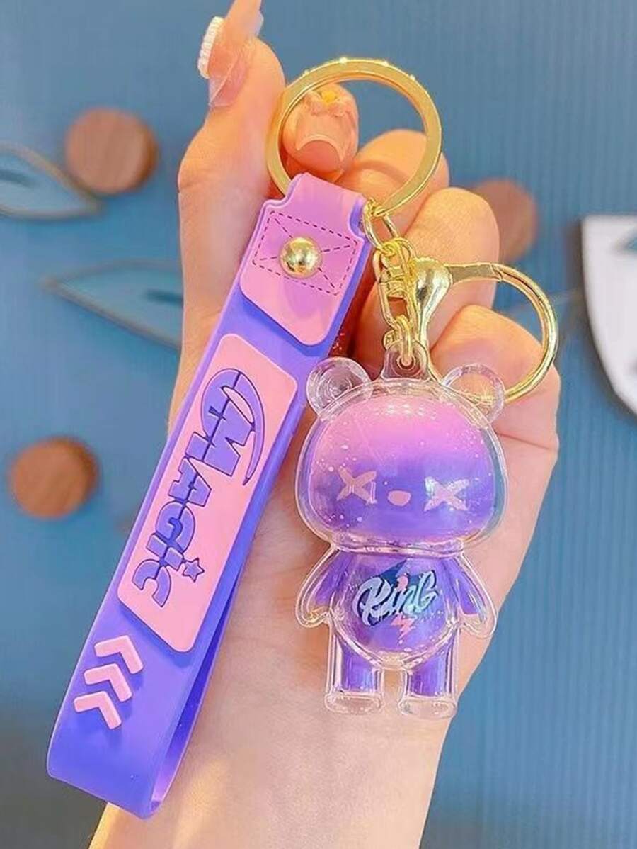 Creative ice bear key chain pendant delicate cartoon cute doll key chain For back to school - Purple - View 1