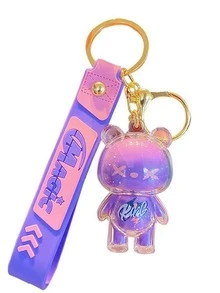 Creative ice bear key chain pendant delicate cartoon cute doll key chain For back to school - Purple - View 2