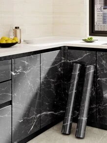 1pc Black Marble Pattern Self-Adhesive Kitchen Sticker, Nordic Style Oilproof Waterproof Cabinet Drawer Wallpaper, Stickers, Wall Decal, Vinyl Decal For Home Decorations, Spring Decoration Items Refresh Your Home, Stickers Room Decor Wall Decor Bathroom Decor Bedroom Decor Room Decoration Stuff Living Room Decor House Decor Home Decor Living Room Wall Paper Wallpapers