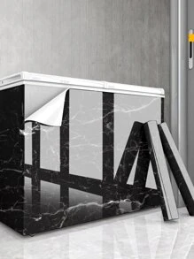 1pc Black Marble Pattern Self-Adhesive Kitchen Sticker, Nordic Style Oilproof Waterproof Cabinet Drawer Wallpaper, Stickers, Wall Decal, Vinyl Decal For Home Decorations, Spring Decoration Items Refresh Your Home, Stickers Room Decor Wall Decor Bathroom Decor Bedroom Decor Room Decoration Stuff Living Room Decor House Decor Home Decor Living Room Wall Paper Wallpapers