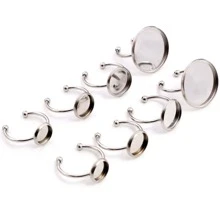 6pcs 6-25mm Inner Size Stainless Steel Adjustable Ring Blank Base Tray Fit 6-20mm Glass Cabochons DIY Rings Settings Accessories