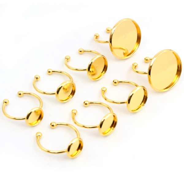 Juego de 6 bases anulares ajustables de acero inoxidable de 6-25 mm de tamaño interior, aptas para cabuchones de cristal de 6-20 mm para accesorios DIY de anillos