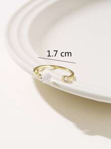 水鑽和花朵裝飾開口戒指 - 彩色 - 查看 4