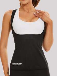 塑身衣背心女性工字汗背心上衣 - 黑色 - 查看 5