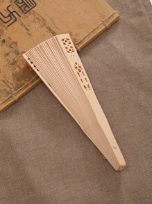 1入組復古鏤空折扇適用於日常使用 - 米色 - 查看 3