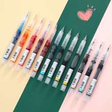 12colors/box Colorful Liquid Ink Ballpoint Pens, Neutral Pens - Apricot - View 2