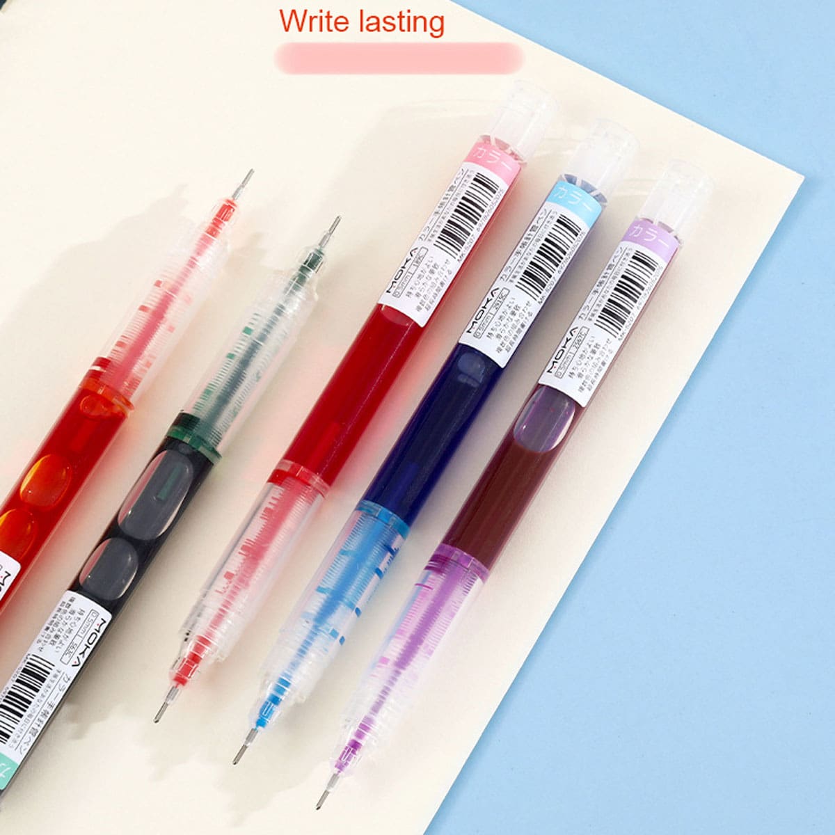 12colors/box Colorful Liquid Ink Ballpoint Pens, Neutral Pens - Apricot - View 6