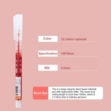 12colors/box Colorful Liquid Ink Ballpoint Pens, Neutral Pens - Apricot - View 4