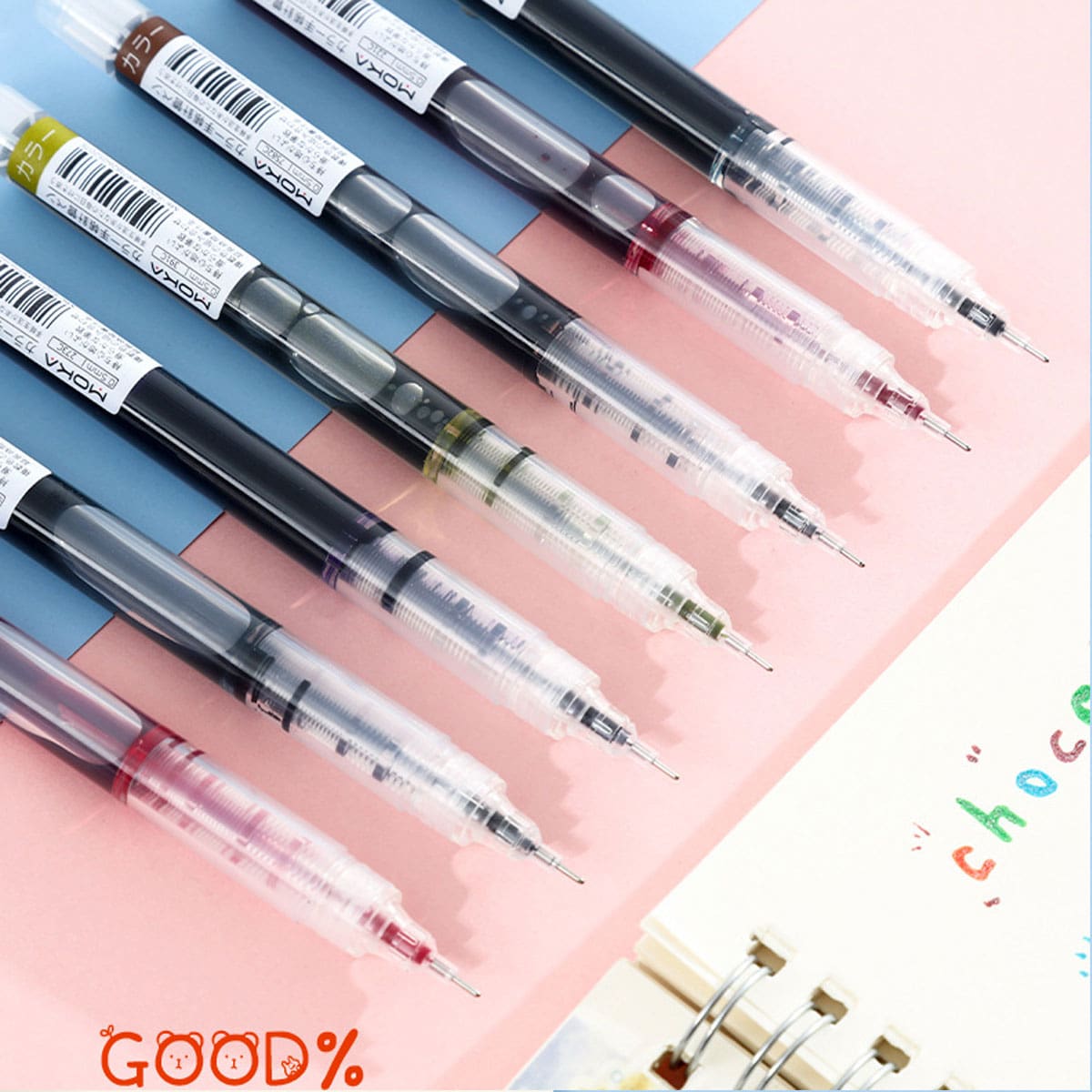 12colors/box Colorful Liquid Ink Ballpoint Pens, Neutral Pens - Apricot - View 7