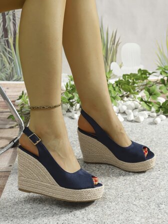 Women's Fish Mouth Wedge Sandals With Waterproof Platform, Thick Woven Bottom And Casual Fashion Style, Fisherman Shoes