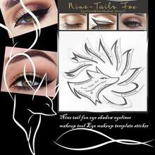 2pcs Eye Makeup Stencil Stickers And Eyeliner Brush Cosmetic Tools, Nine-tailed Fox Eye Shadow, Non-drying Eye Adhesive, Disposable Eye Liner Brush - Multicolor - View 4