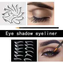 2pcs Eye Makeup Stencil Stickers And Eyeliner Brush Cosmetic Tools, Nine-tailed Fox Eye Shadow, Non-drying Eye Adhesive, Disposable Eye Liner Brush - Multicolor - View 2