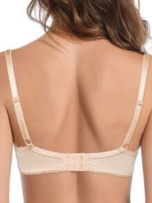Ladies Lace Underwire Unlined Sheer Bra - Beige - View 8