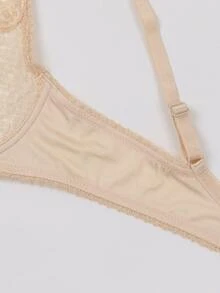 Ladies Lace Underwire Unlined Sheer Bra - Beige - View 6