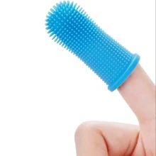 狗狗牙刷360º矽膠狗狗齒刷帶套適用於狗狗洗牙,狗狗超級柔軟寵物手指牙刷洗牙矽膠齒刷工具狗狗貓清潔,藍色 - 藍色 - 查看 5