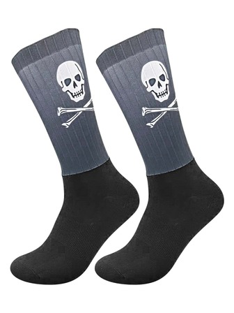 1雙骷髅圖案織物防滑戶外競技襪子適合女士和男士