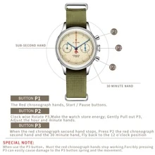 SEAKOSS 時尚計時男士夜光手錶 38 毫米 1963 年海鷗 ST1901 手動上鍊機芯鵝頸腕錶 - 杏色 - 查看 6