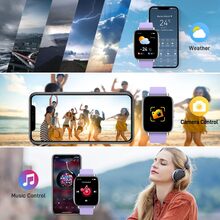 2023新款智能手錶適合男士女性健身BT智能手錶適用於安卓手機iPhone防水跑步運動數字手錶血壓心率檢測睡跟踪器 - 紫色 - 查看 6