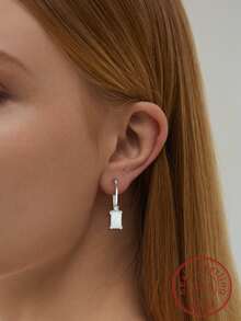 FOREVER QUEEN 1對925純銀耳骨奧巴耳墜,女孩14k鍍金方形耳環