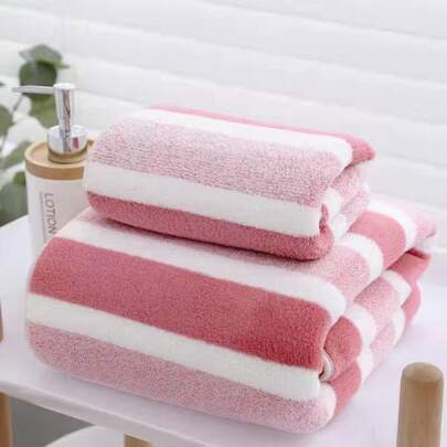 1PC Striped Pattern Super Fiber Fiber Absorbs Towels, Bath Towels, Rectangular Towels, Beach Towels Home Bathroom Decor Back To School For Beauty Salon Home Bathroom Shower Towels For Beauty Salon, Hotel Sports,Home Essentials, Towel, Skin Care Bath Towel Sheet