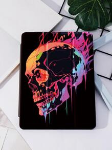 苹果深色骷髅保护壳适用于带笔架的 iPad，支持自动睡眠/唤醒盖 - 彩色 - 查看 1