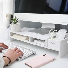 1 Miếng Trắng Bàn Giá lưu trữ Văn phòng Hộp đựng Loại ngăn kéo Đa chức năng Giám sát Đứng Đơn giản Máy tính - trắng - Xem 1