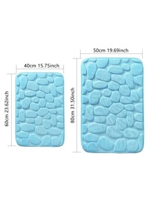 1 pieza cielo azul guijarro patrón Alfombra de baño , de franela suave cómodo absorbente Alfombrilla antideslizante para casa usar - cielo azul - Ver 6