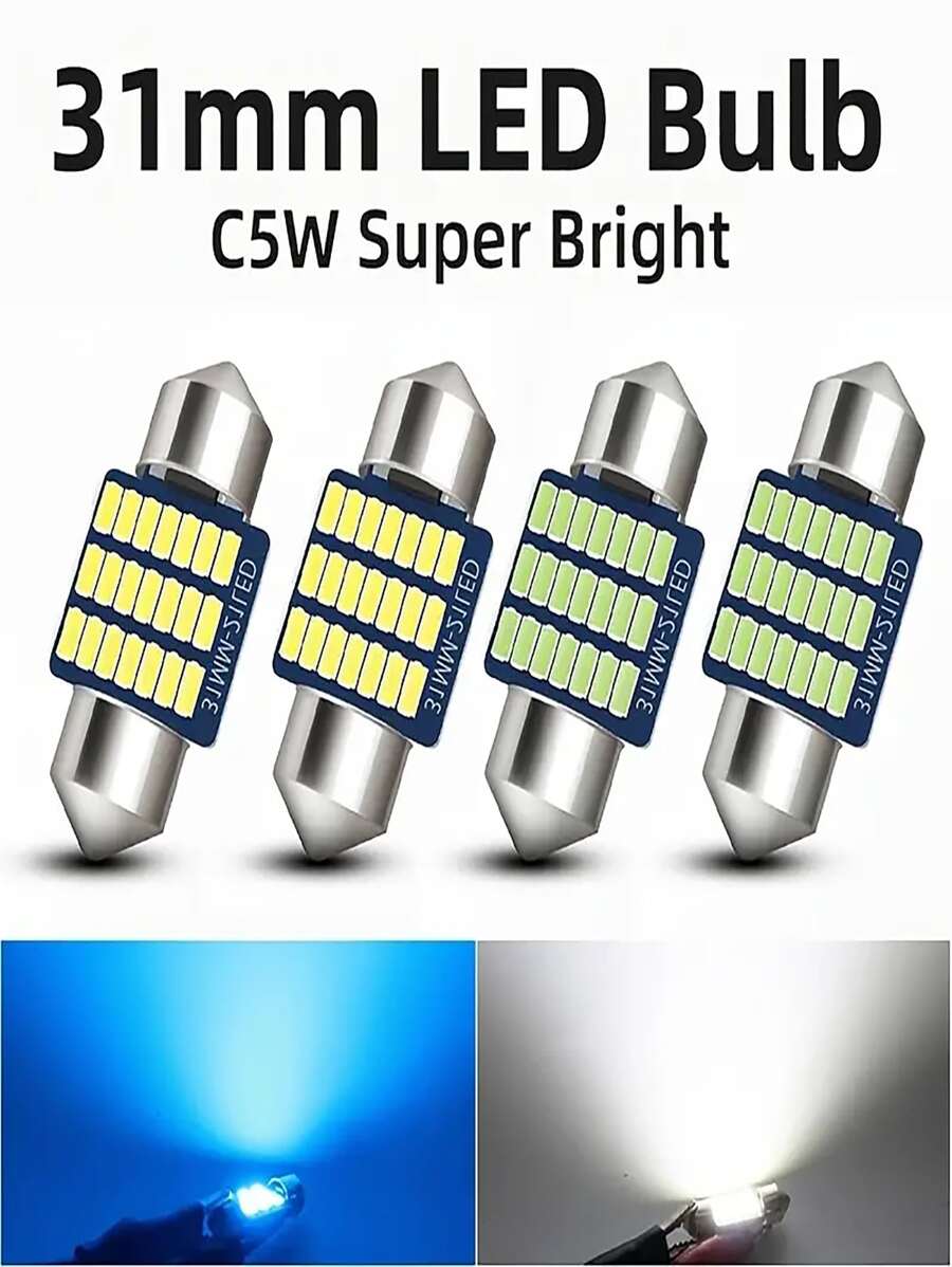 Xnourney 36mm 6418 Ampoules LED de voiture, Canbus sans erreur 1,42 pouces 36mm feston Ampoules LED blanche, 12V 6461 C5W Ampoules pour voiture Dôme Carte Coffre Lumière de courtoisie, 4pcs