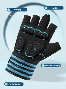 BAMANSHI 1 Đôi Nam Sọc & Chữ Đồ Họa Ngón Tay Thông Thường Găng Tay Thể Thao Ngoài Trời - Đỏ - Xem 2