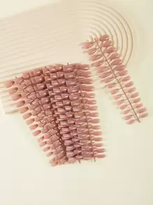 300pcs/Pack Nude Pointed Oval False Nails, Suitable For DIY Manicure, Can Be Decorated With Rhinestones, Self-Trimming Press-On Nails, Nail Art Supplies - Dusty Pink - View 4