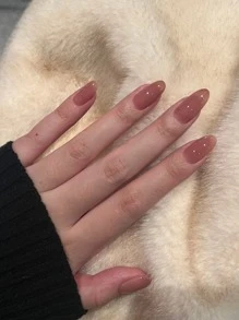 300pcs/Pack Nude Pointed Oval False Nails, Suitable For DIY Manicure, Can Be Decorated With Rhinestones, Self-Trimming Press-On Nails, Nail Art Supplies - Dusty Pink - View 5