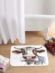 1pc Digital Printed Cow Pattern Shower Curtain Or Bath Mat