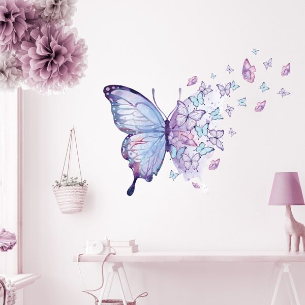 BRUP 1pc Watercolor Purple Butterfly Girl's Room Wall Sticker,Stickers,Wall Decal, Vinyl Decal For Home Decorations,Spring Decoration Items Refresh Your Home,Rama Decoration Stickers Gifts Birthday Graduation