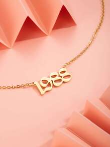 1pc Minimalist Vintage Numeral Year Pendant Necklace For Women - Yellow Gold - View 7