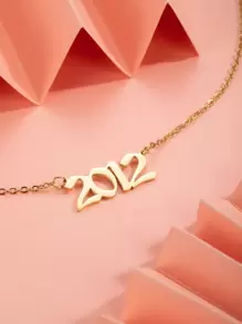 1pc Minimalist Vintage Numeral Year Pendant Necklace For Women - Yellow Gold - View 6