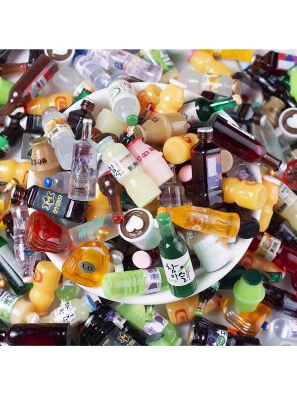 20 piezas Botellas de bebida de cerveza de simulación de resina, material creativo DIY tridimensional, los mejores regalos