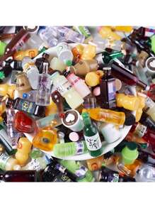 20pcs Resin Simulation Beer Beverage Bottles Creative DIY Material Three-Dimensional Mixing Best Gifts Birthday