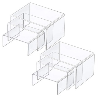 1 Set Of 6pcs Transparent Acrylic Cosmetic Display Stands, Miniature Size, Reference Dimensions In Image,For Holiday Beach, Bathroom Collection, Bedroom Collection, Large Capacity