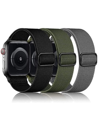 3 Packs Stretchy Nylon Solo Loop Band Compatible With Apple Watch Band 41mm 45mm 38mm 40mm 42mm 44mm 49mm, Adjustable Elastic Braided Apple Watch Strap Compatible With Apple Watch Ultra Apple Watch Series 9/8/7/6/5/4/3/2/1/SE