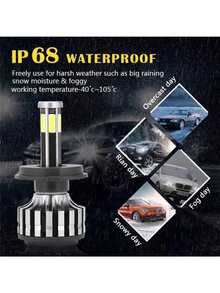 2 件裝超亮防水 Led 頭燈轉換套件 H11 9005 9006 H11 H4 汽車頭燈 Canbus 無錯誤 3 色 6 面 360 度汽車燈泡 - 黑色 - 查看 8