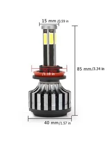 2 件裝超亮防水 Led 頭燈轉換套件 H11 9005 9006 H11 H4 汽車頭燈 Canbus 無錯誤 3 色 6 面 360 度汽車燈泡 - 黑色 - 查看 2