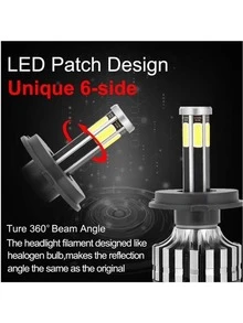 2 件裝超亮防水 Led 頭燈轉換套件 H11 9005 9006 H11 H4 汽車頭燈 Canbus 無錯誤 3 色 6 面 360 度汽車燈泡 - 黑色 - 查看 7