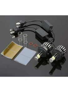 2 件裝超亮防水 Led 頭燈轉換套件 H11 9005 9006 H11 H4 汽車頭燈 Canbus 無錯誤 3 色 6 面 360 度汽車燈泡 - 黑色 - 查看 10