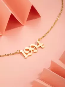 1pc Minimalist Vintage Numeral Year Pendant Necklace For Women - Yellow Gold - View 10